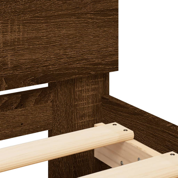 vidaXL Bed Frame with Headboard Brown Oak-Look 120x200 cm