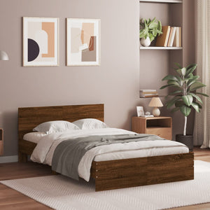 vidaXL Bed Frame with Headboard Brown Oak-Look 120x200 cm