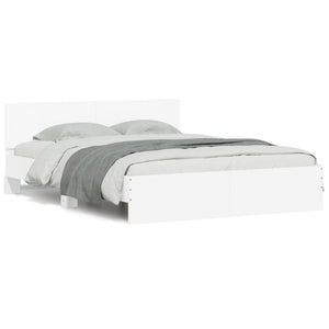 vidaXL Bed Frame with Headboard White 140x190 cm