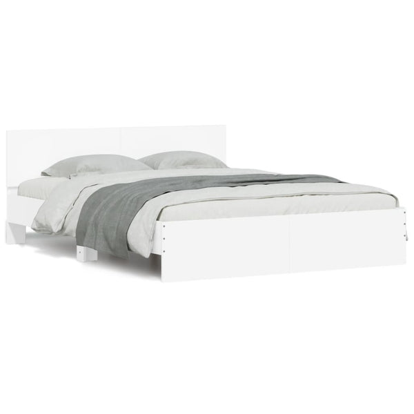 vidaXL Bed Frame with Headboard White 140x190 cm