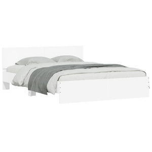 vidaXL Bed Frame with Headboard White 140x190 cm