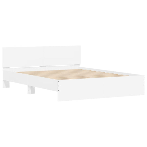 vidaXL Bed Frame with Headboard White 140x190 cm