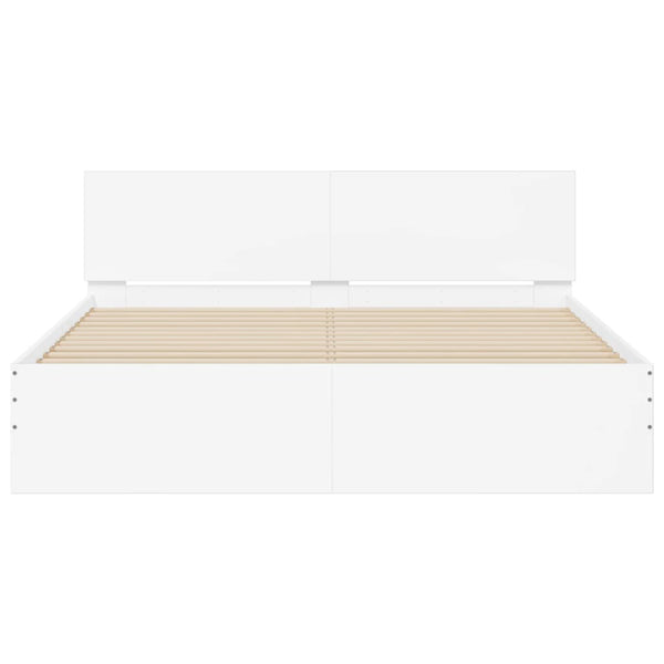 vidaXL Bed Frame with Headboard White 140x190 cm