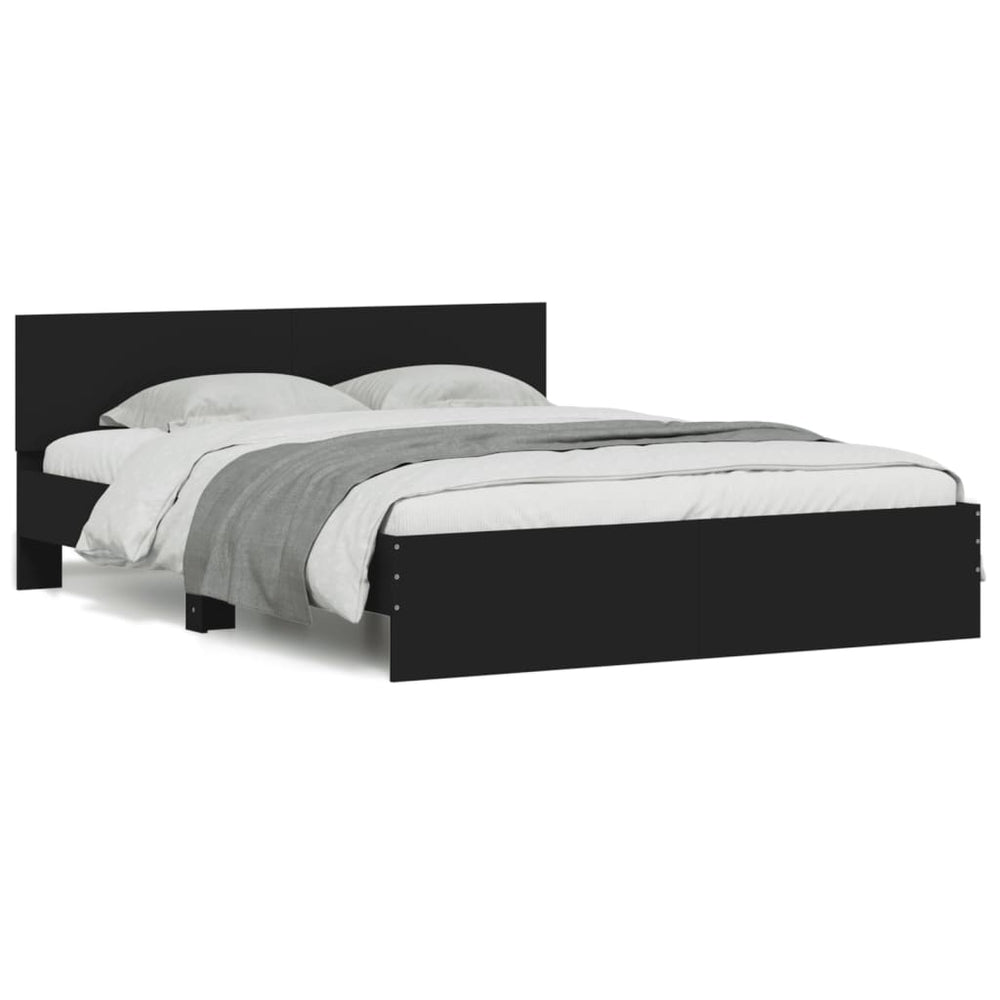 vidaXL Bed Frame with Headboard Black 140x190 cm