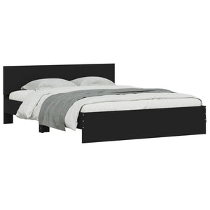 vidaXL Bed Frame with Headboard Black 140x190 cm
