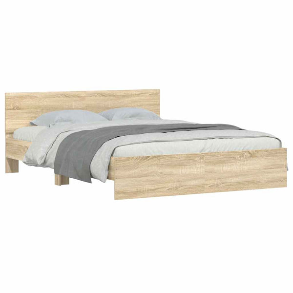 vidaXL Bed Frame with Headboard Sonoma Oak 140x190 cm