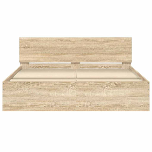 vidaXL Bed Frame with Headboard Sonoma Oak 140x190 cm
