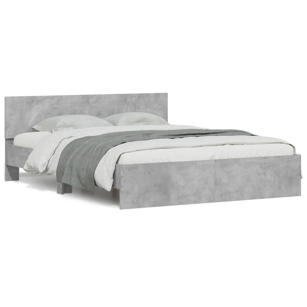 vidaXL Bed Frame with Headboard Concrete Grey 140x190 cm
