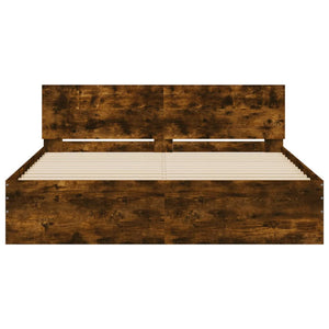 vidaXL Bed Frame with Headboard Smoked Oak 140x190 cm