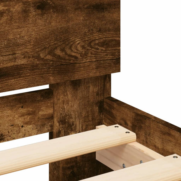 vidaXL Bed Frame with Headboard Smoked Oak 140x190 cm