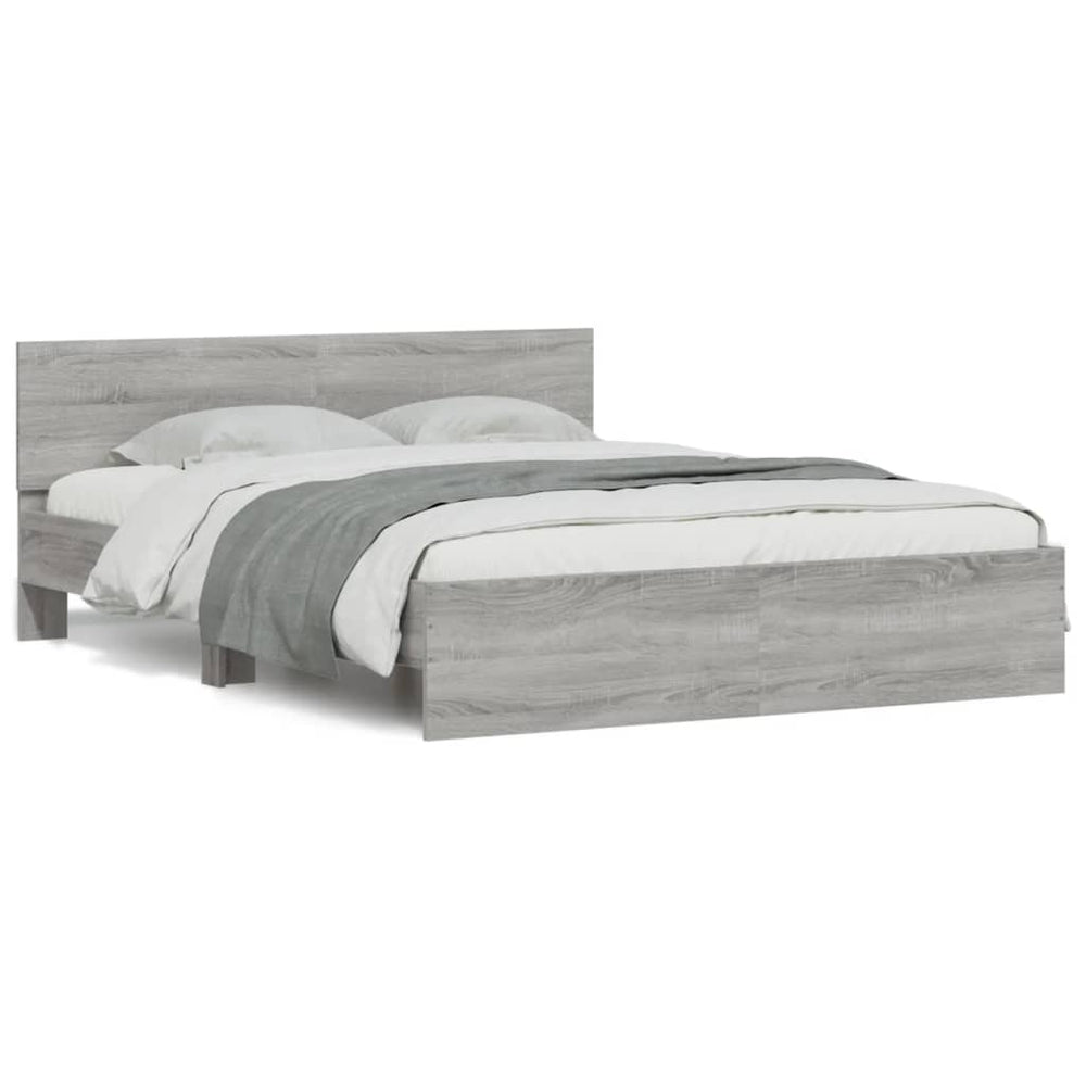 vidaXL Bed Frame with Headboard Gray Sonoma 140x190 cm