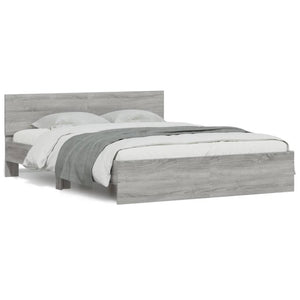 vidaXL Bed Frame with Headboard Gray Sonoma 140x190 cm