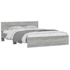 vidaXL Bed Frame with Headboard Gray Sonoma 140x190 cm