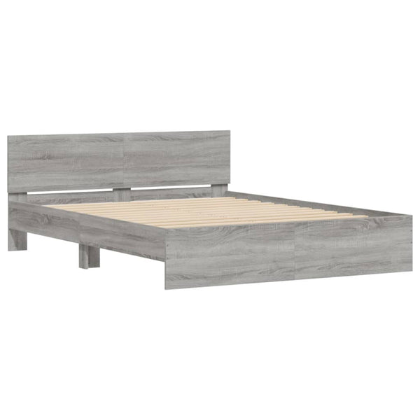 vidaXL Bed Frame with Headboard Gray Sonoma 140x190 cm