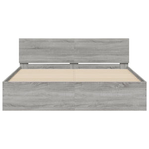 vidaXL Bed Frame with Headboard Gray Sonoma 140x190 cm