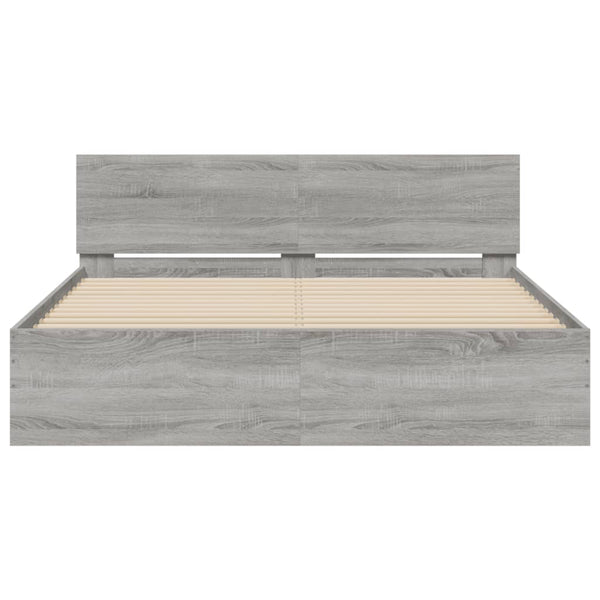 vidaXL Bed Frame with Headboard Gray Sonoma 140x190 cm