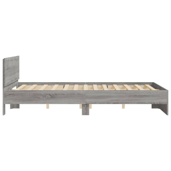 vidaXL Bed Frame with Headboard Gray Sonoma 140x190 cm