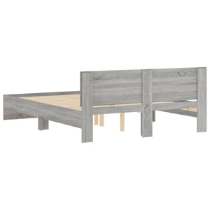 vidaXL Bed Frame with Headboard Gray Sonoma 140x190 cm