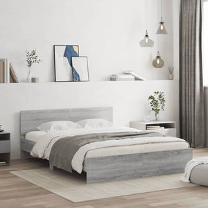 vidaXL Bed Frame with Headboard Gray Sonoma 140x190 cm