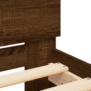 vidaXL Bed Frame with Headboard Brown Oak Look 140x190 cm