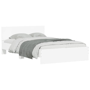vidaXL Bed Frame with Headboard White 135x190 cm