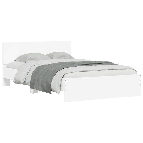 vidaXL Bed Frame with Headboard White 135x190 cm