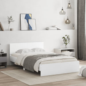 vidaXL Bed Frame with Headboard White 135x190 cm