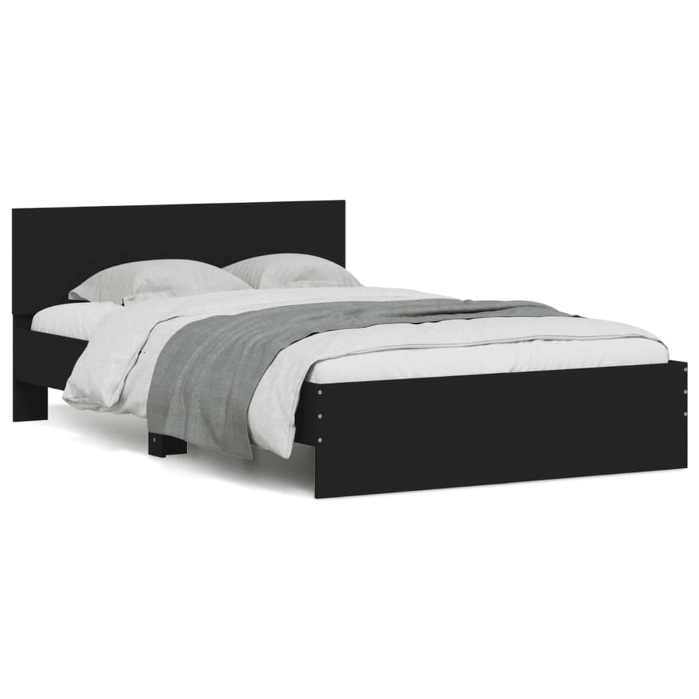 vidaXL Bed Frame with Headboard Black 135x190 cm