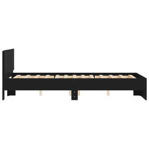 vidaXL Bed Frame with Headboard Black 135x190 cm