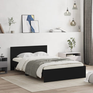vidaXL Bed Frame with Headboard Black 135x190 cm