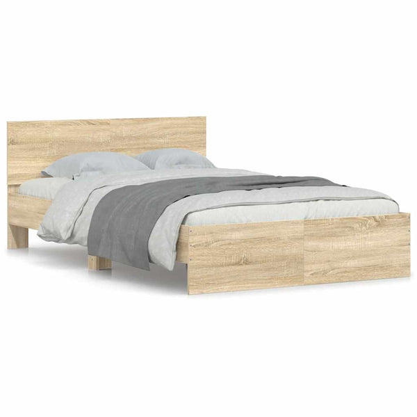 vidaXL Bed Frame with Headboard Sonoma Oak 135x190 cm