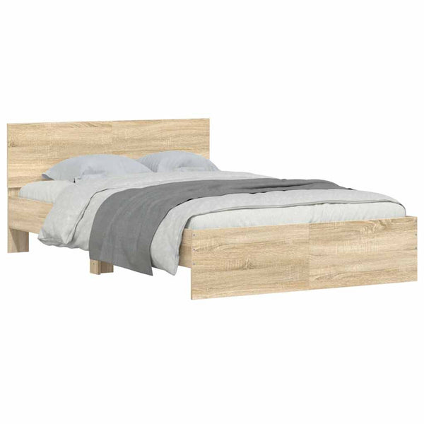 vidaXL Bed Frame with Headboard Sonoma Oak 135x190 cm