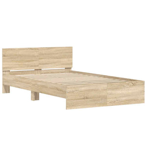 vidaXL Bed Frame with Headboard Sonoma Oak 135x190 cm