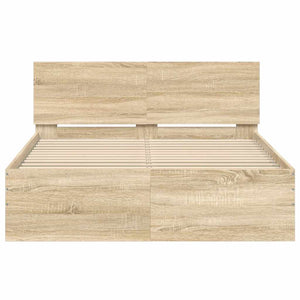 vidaXL Bed Frame with Headboard Sonoma Oak 135x190 cm