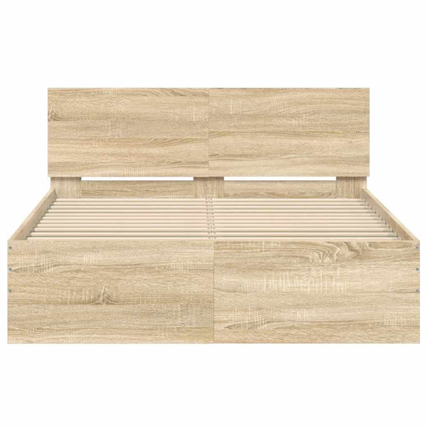 vidaXL Bed Frame with Headboard Sonoma Oak 135x190 cm