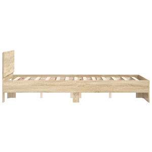 vidaXL Bed Frame with Headboard Sonoma Oak 135x190 cm