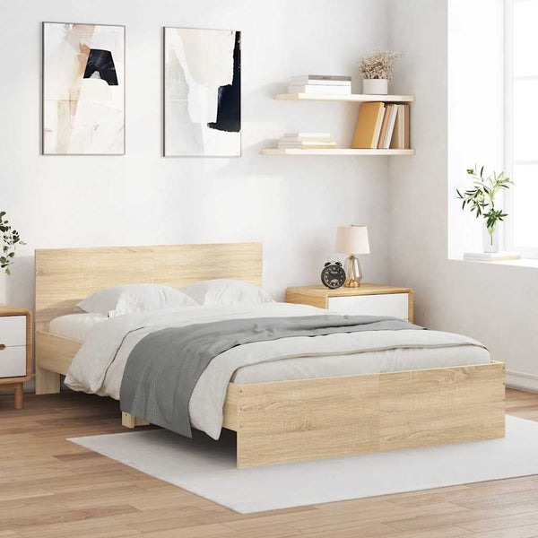 vidaXL Bed Frame with Headboard Sonoma Oak 135x190 cm