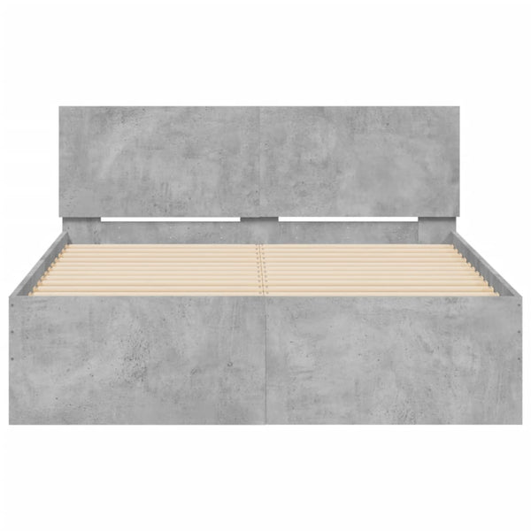 vidaXL Bed Frame with Headboard Concrete Grey 135x190 cm