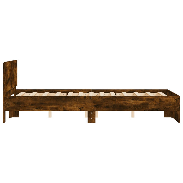vidaXL Bed Frame with Headboard Smoked Oak 135x190 cm