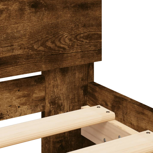 vidaXL Bed Frame with Headboard Smoked Oak 135x190 cm