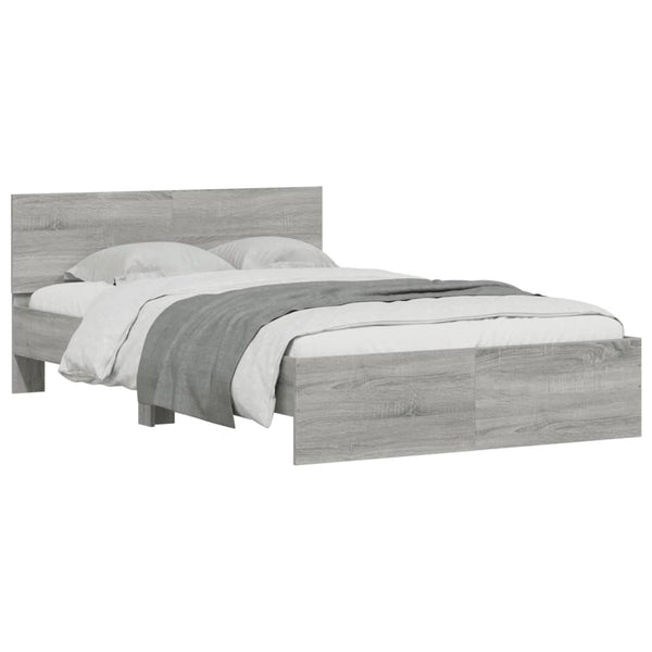 vidaXL Bed Frame with Headboard Grey Sonoma 135x190 cm