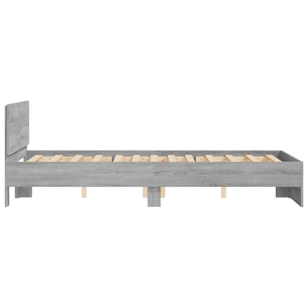 vidaXL Bed Frame with Headboard Grey Sonoma 135x190 cm