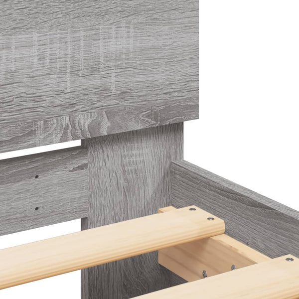 vidaXL Bed Frame with Headboard Grey Sonoma 135x190 cm