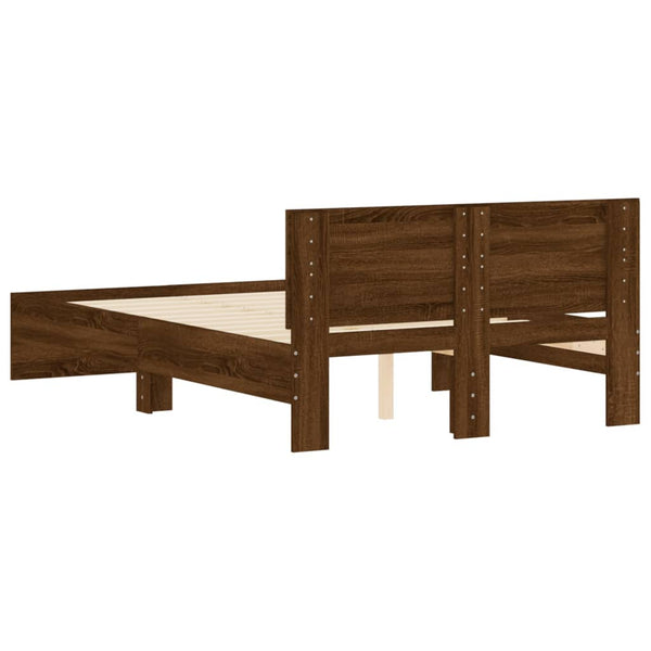 vidaXL Bed Frame with Headboard Brown Oak-Look 135x190 cm