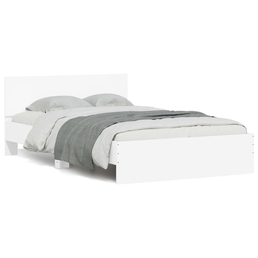 vidaXL Bed Frame with Headboard White 120x190 cm