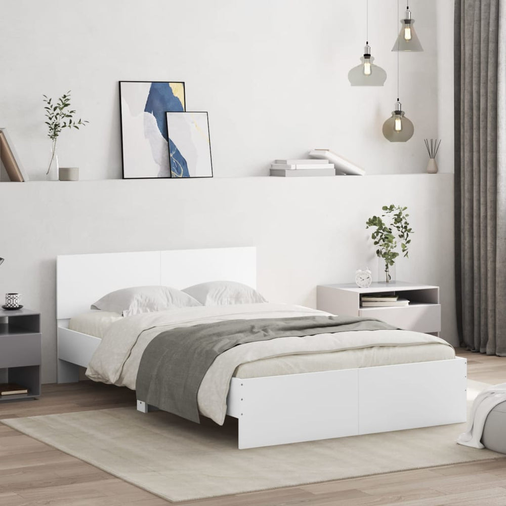 vidaXL Bed Frame with Headboard White 120x190 cm