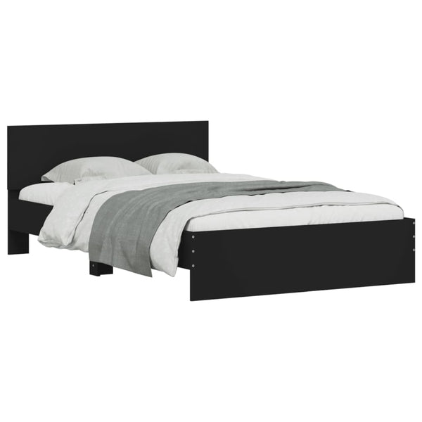 vidaXL Bed Frame with Headboard Black 120x190 cm