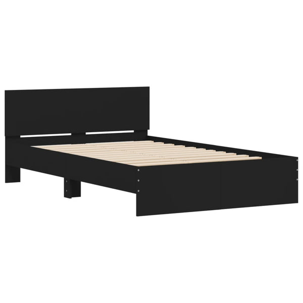 vidaXL Bed Frame with Headboard Black 120x190 cm