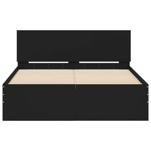 vidaXL Bed Frame with Headboard Black 120x190 cm