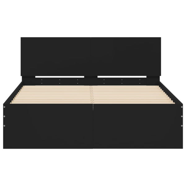 vidaXL Bed Frame with Headboard Black 120x190 cm